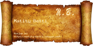 Matity Betti névjegykártya